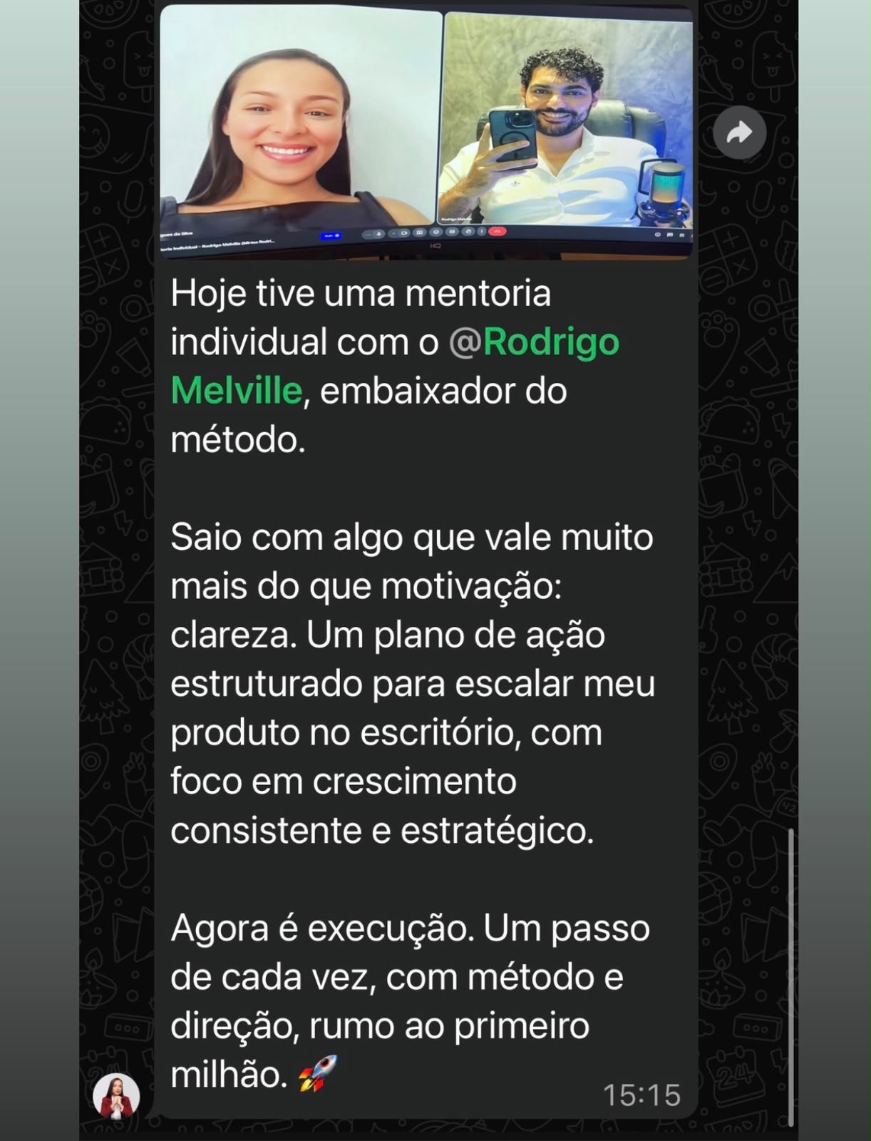 Depoimento de aluno sobre a mentoria