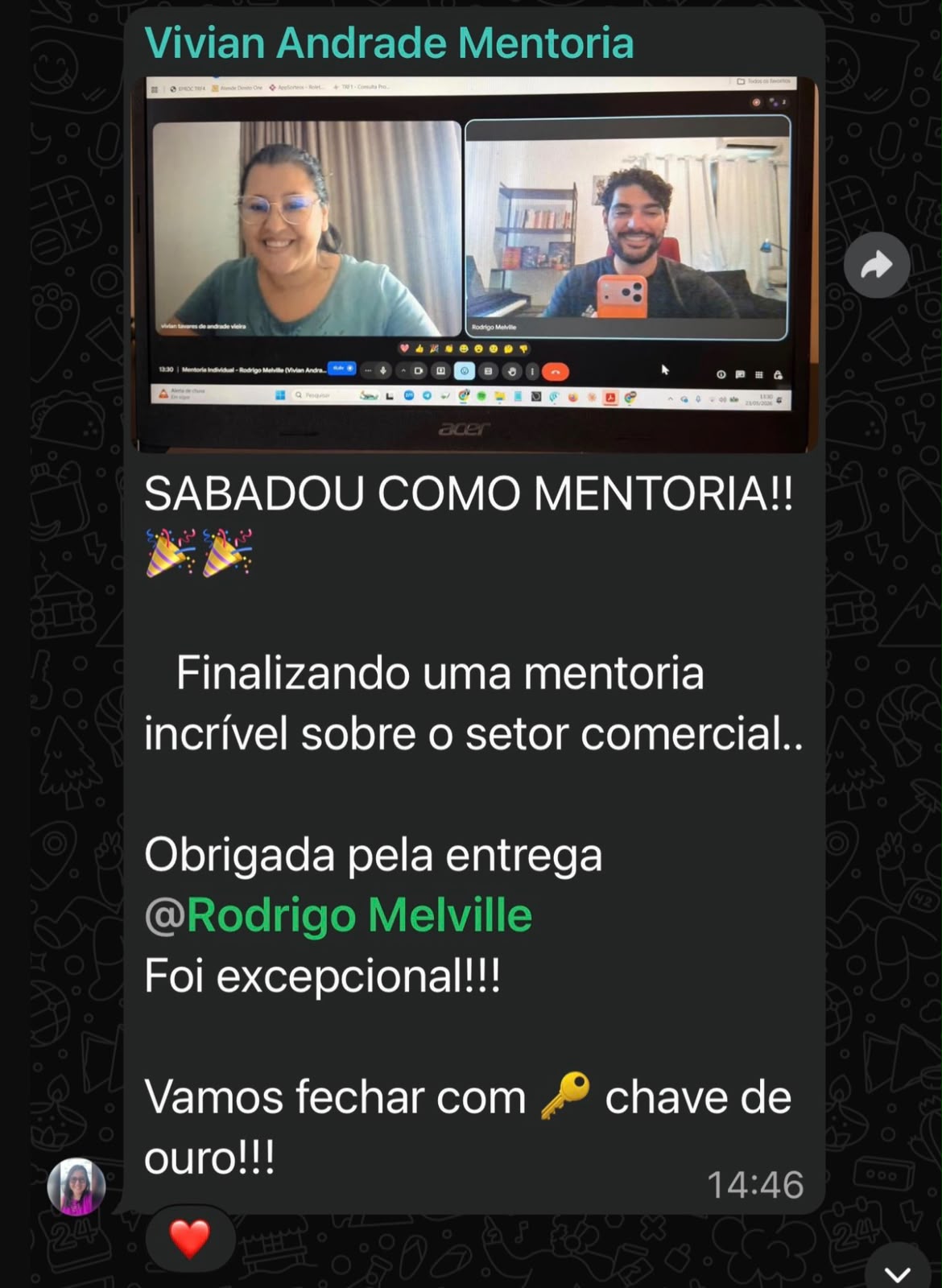 Depoimento de aluno sobre a mentoria